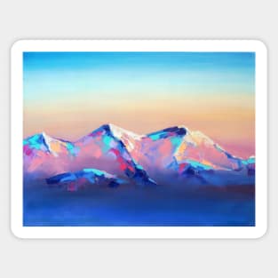 Mountain snow colorful landscape. Sticker